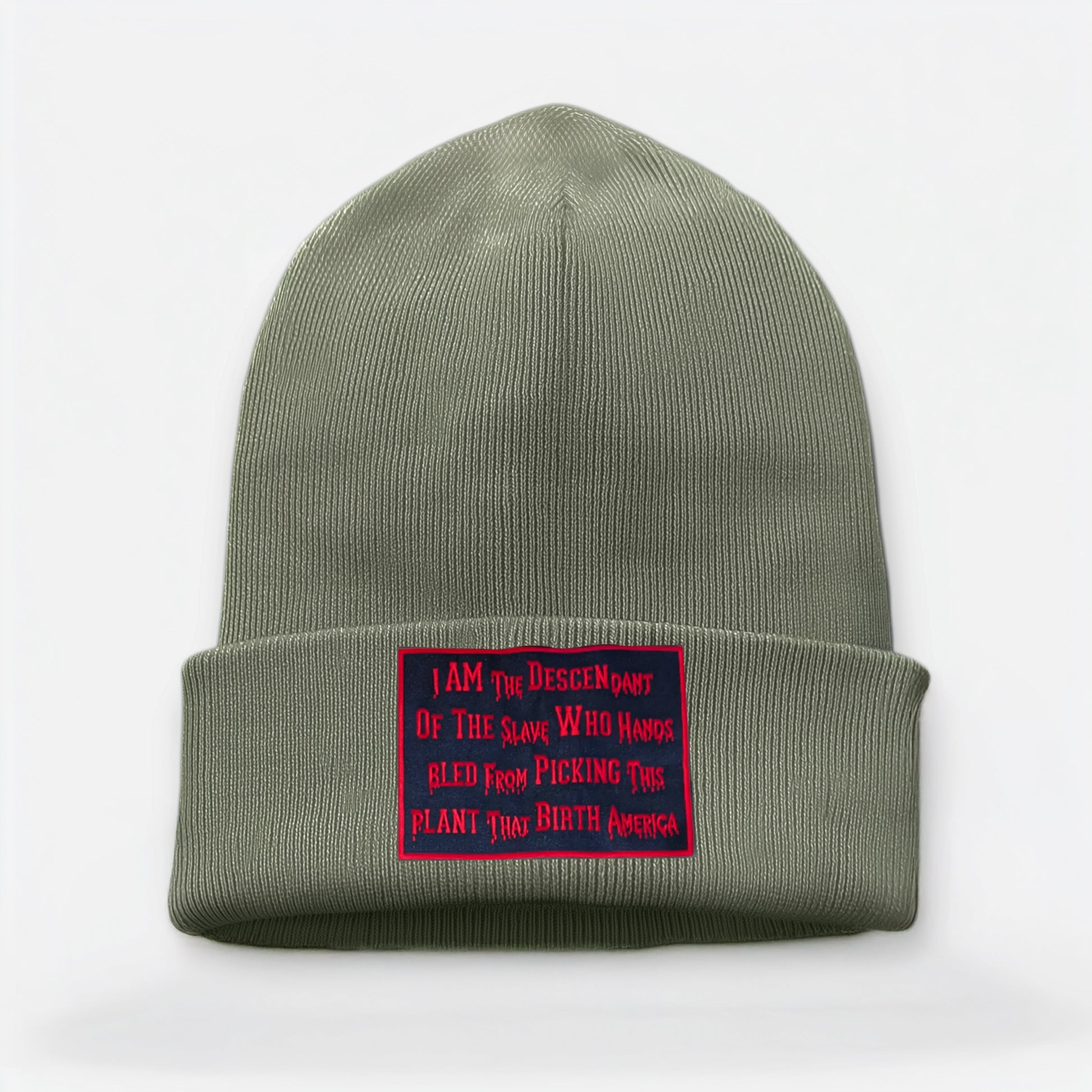 Descendant of the Slave Ribbed Knit Beanie Hat (Army Green)