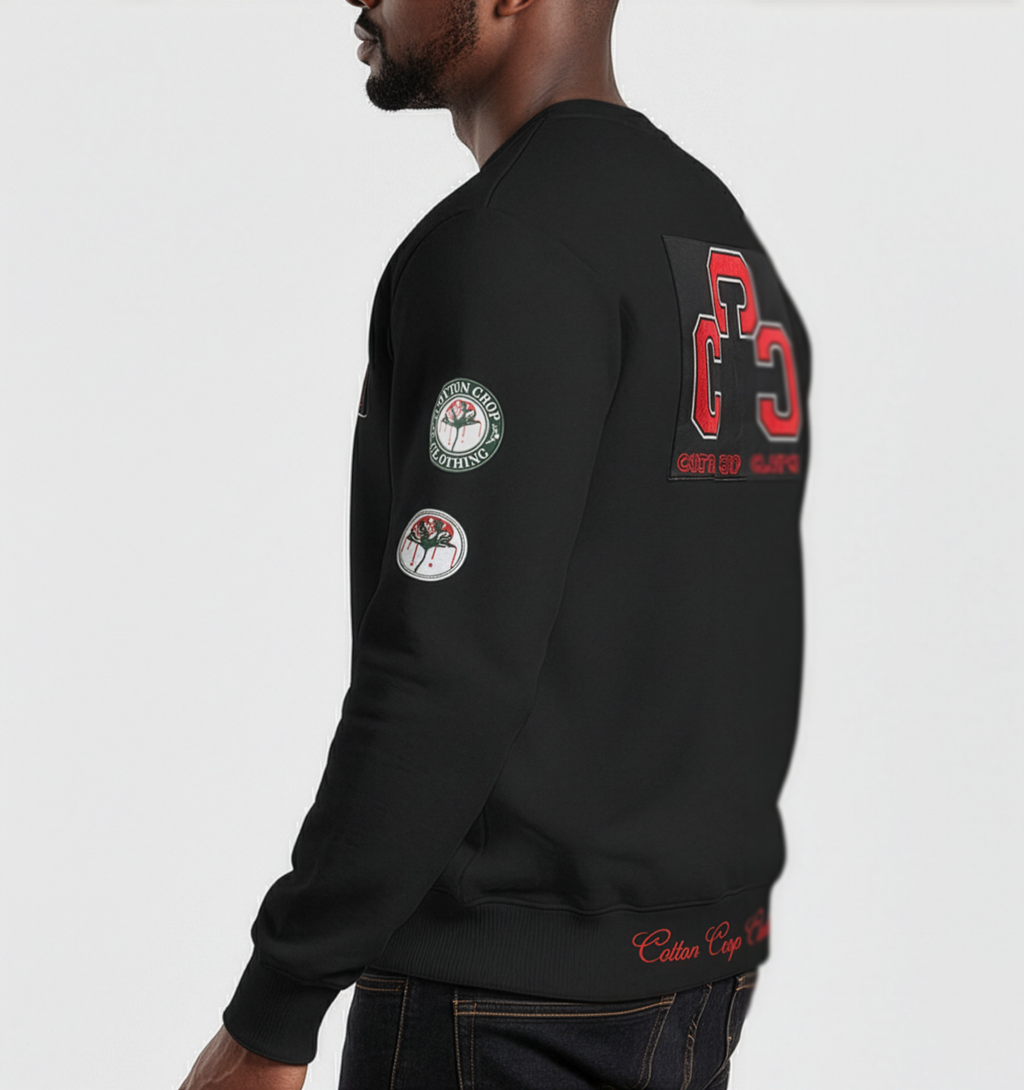 Cotton Crop Clothing Double Side Branded Black Sweatshirt