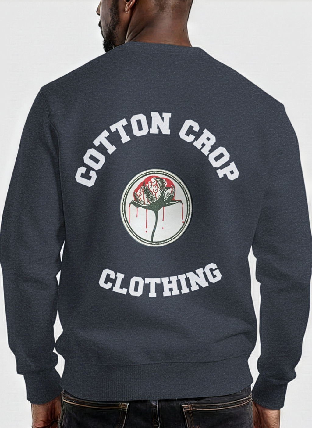 Cotton Crop Clothing Double Side Branded Charcoal Black Sweatshirt