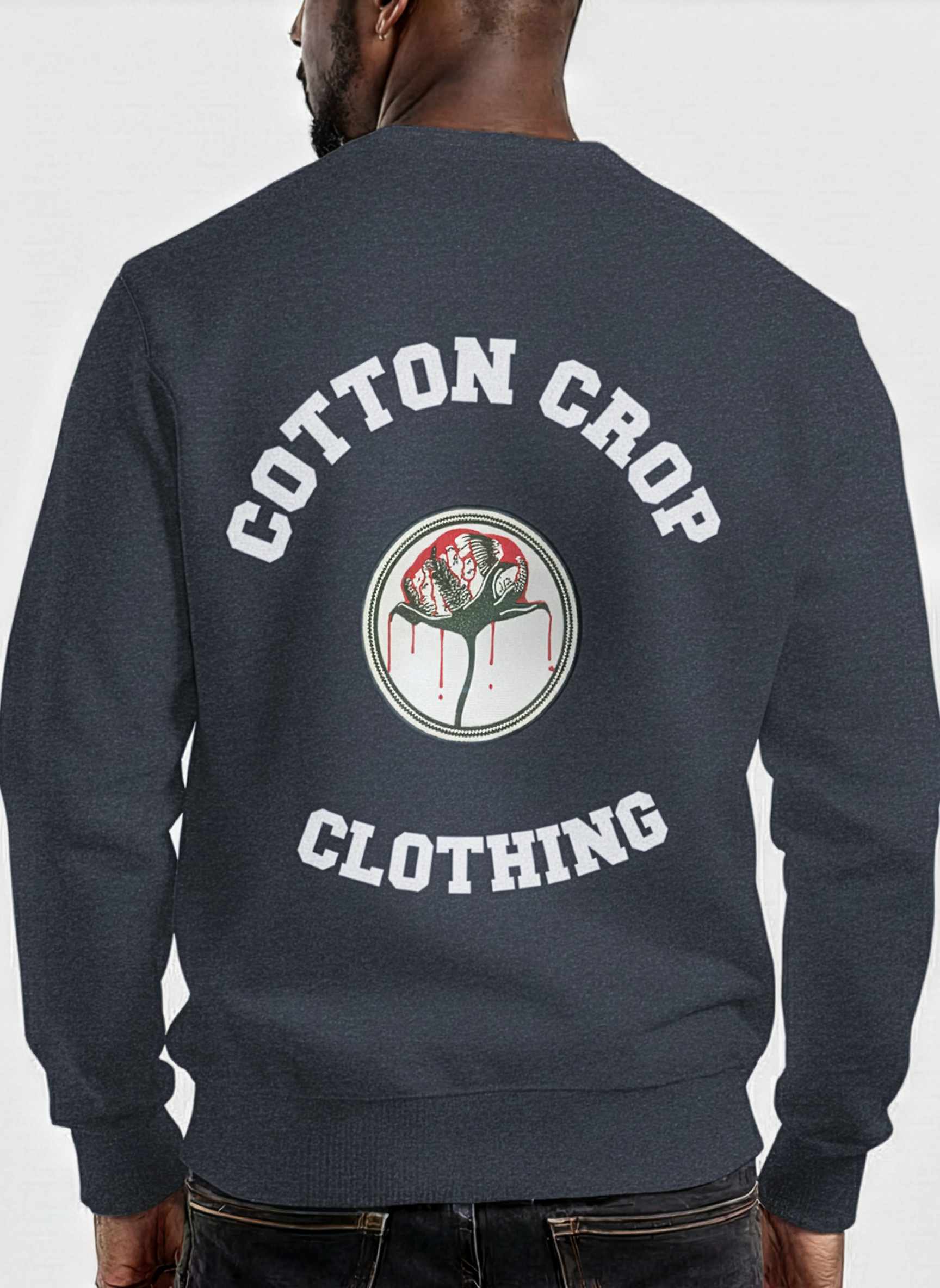 Cotton Crop Clothing Double Side Branded Charcoal Black Sweatshirt